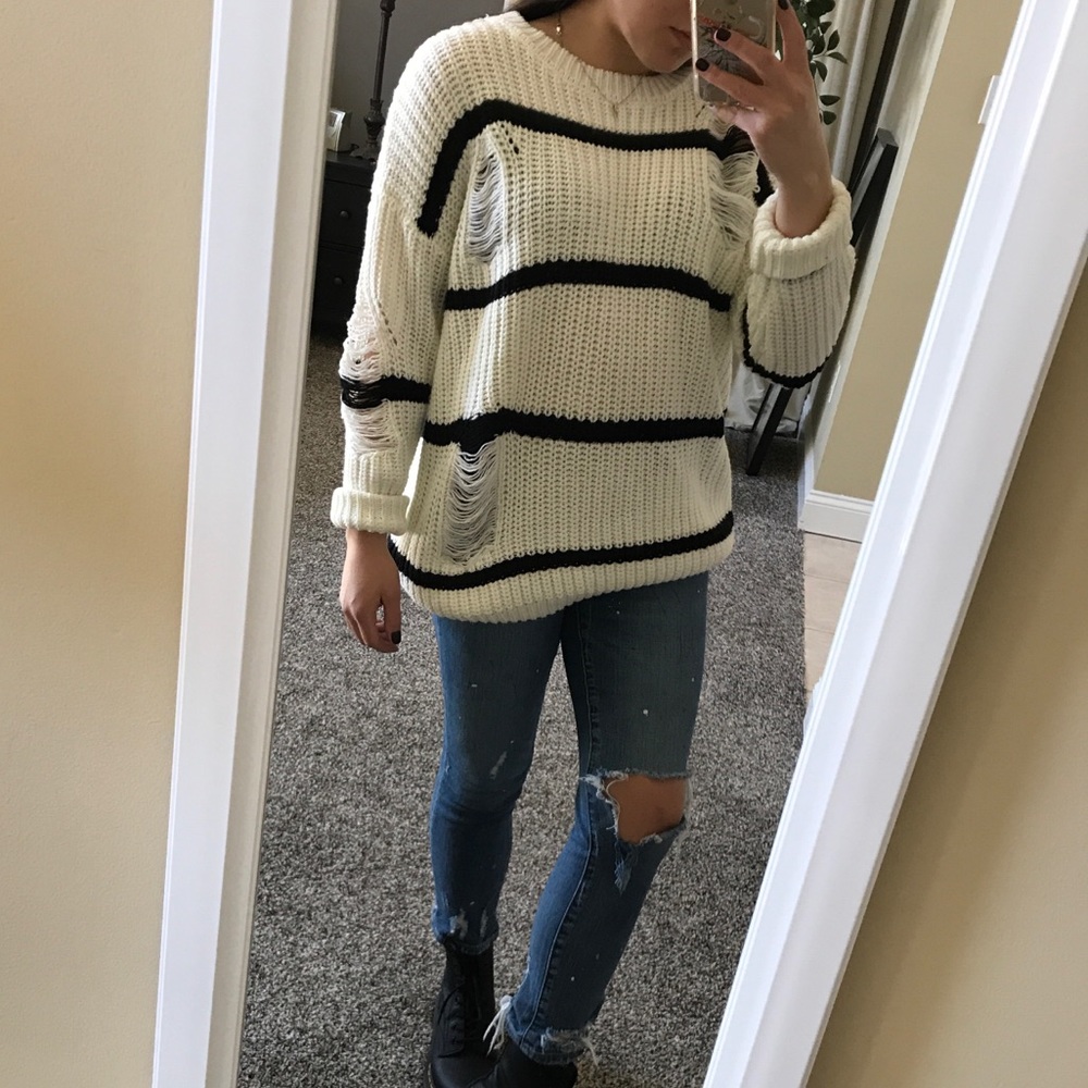 Oversized distressed sweater